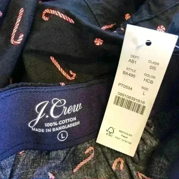 NWT JCrew Candy Cane, Black Boxer Shorts, Large - Picture 4 of 5